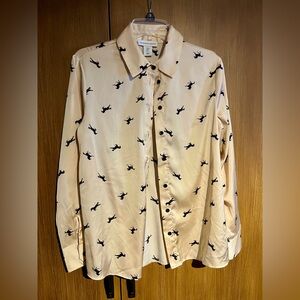 Peach and black equestrian blouse. Size small. Worn once. Like new.